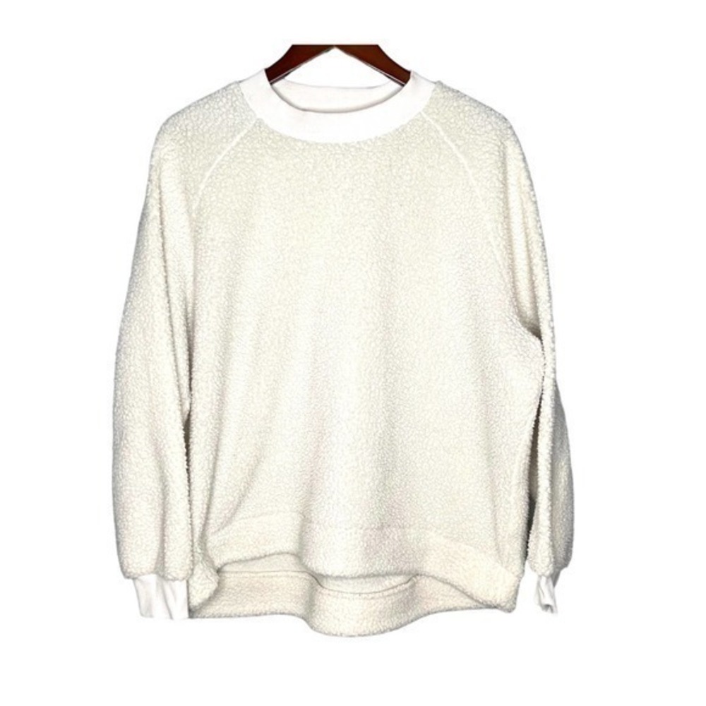 OLD NAVY SHERPA PULLOVER off white / seasalt long sleeve crewneck size XL